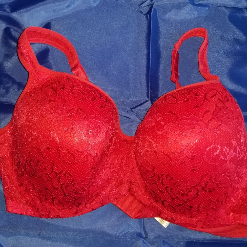 Lace balconette bra Red- 42D New no tags Never worn